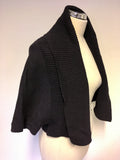 OSKA DARK BLUE WOOL CROP SHORT SLEEVE CARDIGAN SIZE 2 REGULAR UK 12/14