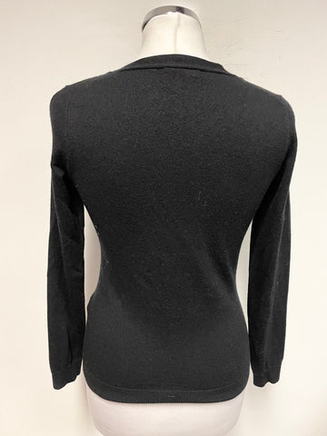 MULBERRY 100% MERINO WOOL BLACK V NECK LONG SLEEVED CARDIGAN  SIZE XS