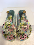 NEW EX DISPLAY IRREGULAR CHOICE BLUE & PINK FLORAL PRINT HEELS SIZE 5/38