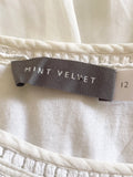 MINT VELVET WHITE SILK LACE TRIM BLOUSON TOP SIZE 12