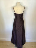 MONSOON BROWN COTTON & SILK LONG EVENING DRESS/ BALL GOWN SIZE 12