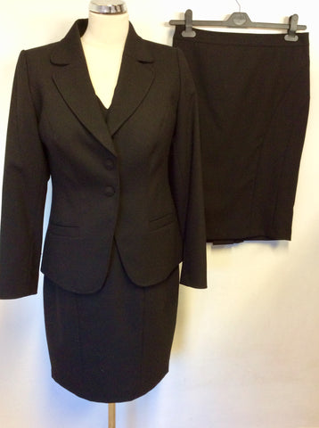 PEPPERBERRY BLACK WOOL BLEND JACKET,SKIRT & DRESS SUIT SIZE 10