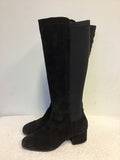 JONES THE BOOTMAKER BLACK SUEDE KNEE LENGTH BOOTS SIZE 5/38