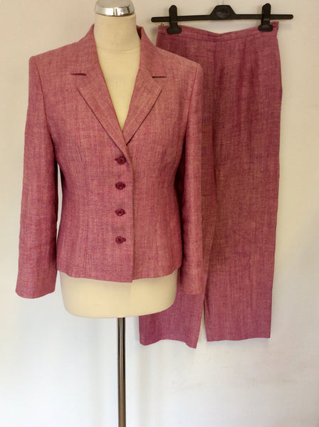 MINUET PINK LINEN JACKET & TROUSER SUIT SIZE 10/12