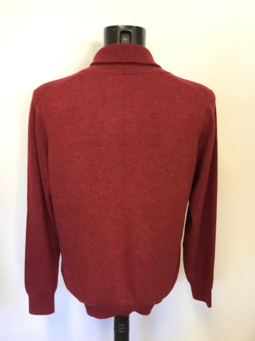 BRAND NEW PURE COLLECTION DEEP RED /GROUSE COLLARED 100% CASHMERE JUMPER SIZE L