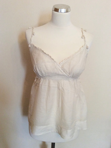 SEE BY CHLOE IVORY COTTON & SILK STRAPPY TOP SIZE 8