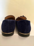 GALLERY DARK BLUE SUEDE TASSEL TRIM LOAFERS SIZE 6/39