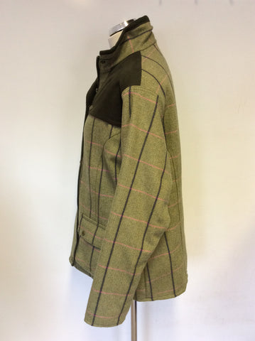 BRAND NEW RYDALE BRAMHAM GREEN & PINK CHECK TWEED WOOL BLEND JACKET SIZE 18