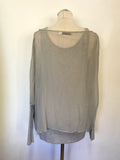 MINT VELVET GREY BEADED SEMI SHEER TOP WITH INNER VEST TOP SIZE 14