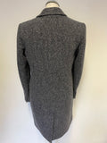 JIGSAW GREY HERRINGBONE WOOL BLEND CITY COAT SIZE 10