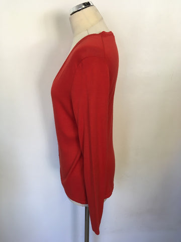 HOBBS RED V NECKLINE CARDIGAN SIZE 12