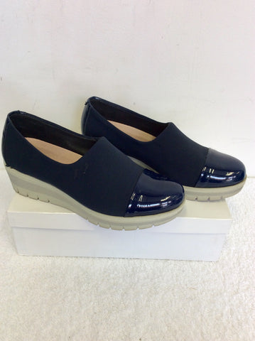 SPANISH PITILLOS DARK BLUE WEDGE HEEL SHOES SIZE 4/37