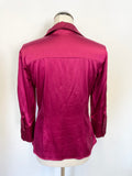 HOBBS CRANBERRY SILK 3/4 SLEEVE BLOUSE SIZE 10