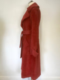 BRAND NEW REISS RED SURI ALPACA & VIRGIN WOOL TIE BELT LONG COAT SIZE S