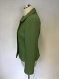 LK BENNETT GREEN WOOL DOUBLE BREASTED JACKET & PENCIL SKIRT SIZE 10