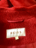 BRAND NEW REISS RED SURI ALPACA & VIRGIN WOOL TIE BELT LONG COAT SIZE S