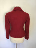 HOBBS DARK RED BOUCLE KNIT WOOL JACKET SIZE 8