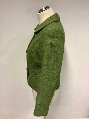 LK BENNETT GREEN WOOL BLEND JACKET SIZE 10