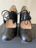 HOBBS BLACK LEATHER MINNIE LACE TIE HEELS SIZE 5/38