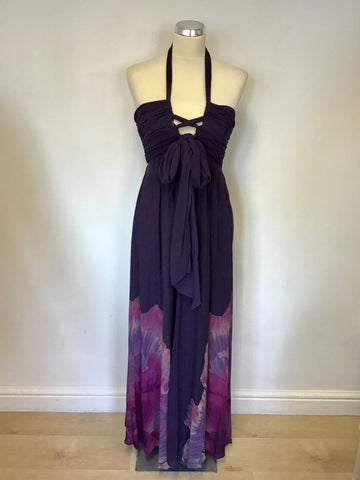 KAREN MILLEN PURPLE SILK MAXI DRESS SIZE 10