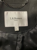 LK BENNETT ERES BLACK COLLARLESS TAILORED JACKET & SKIRT SUIT SIZE 10