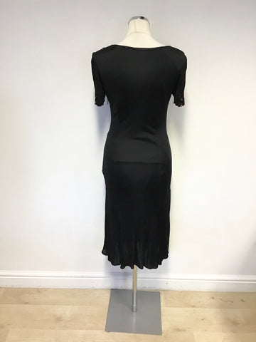 KAREN MILLEN BLACK TWIST TOP SHORT SLEEVE TEA DRESS SIZE 12