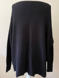 GESTUZ BLACK RIB KNIT OVERSIZE BATWING SLEEVE JUMPER ONE SIZE