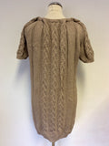 OUI MOMENTS CAMEL CHUNKY CABLE KNIT SHORT SLEEVE CARDIGAN SIZE 14