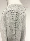 MINT VELVET GREY WIDE NECKLINE SEQUIN TRIMMED BATWING JUMPER SIZE 10