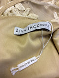 BRAND NEW GINA BACCONI GOLD & WHITE EMBROIDERED SPECIAL OCCASION DRESS SIZE 14