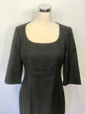 LK BENNETT GREY 100% WOOL 3/4 SLEEVE PENCIL DRESS SIZE 12