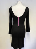 PAUL SMITH BLACK LABEL BLACK 3/4 SLEEVE STRETCH BODYCON DRESS SIZE 42 UK 8/10