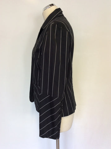 VERSE BLACK & WHITE PINSTRIPE TROUSER SUIT SIZE 10