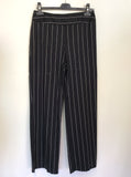 VERSE BLACK & WHITE PINSTRIPE TROUSER SUIT SIZE 10