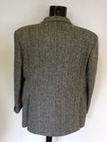 HARRIS TWEED BLACK & GREY WOOL JACKET SIZE 46"