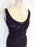 SKC BLACK BEAD & SEQUINNED SILK EVENING/ COCKTAIL DRESS SIZE 10