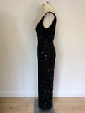 SKC BLACK BEAD & SEQUINNED SILK EVENING/ COCKTAIL DRESS SIZE 10