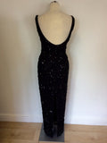 SKC BLACK BEAD & SEQUINNED SILK EVENING/ COCKTAIL DRESS SIZE 10