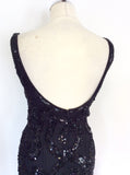 SKC BLACK BEAD & SEQUINNED SILK EVENING/ COCKTAIL DRESS SIZE 10