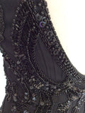 SKC BLACK BEAD & SEQUINNED SILK EVENING/ COCKTAIL DRESS SIZE 10