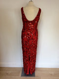 CHORY RED BEADED & SEQUINNED LONG EVENING / COCKTAIL DRESS SIZE XL UK 12/14