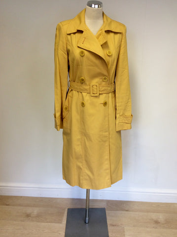 LK BENNETT MARIGOLD YELLOW KNEE LENGTH MAC/ TRENCHCOAT SIZE 12