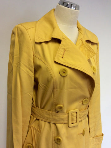 LK BENNETT MARIGOLD YELLOW KNEE LENGTH MAC/ TRENCHCOAT SIZE 12