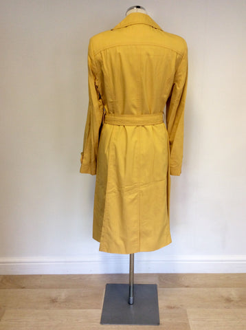 LK BENNETT MARIGOLD YELLOW KNEE LENGTH MAC/ TRENCHCOAT SIZE 12