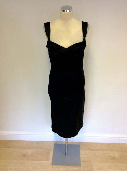 KAREN MILLEN BLACK MATT SATIN WIGGLE/ PENCIL DRESS SIZE 14