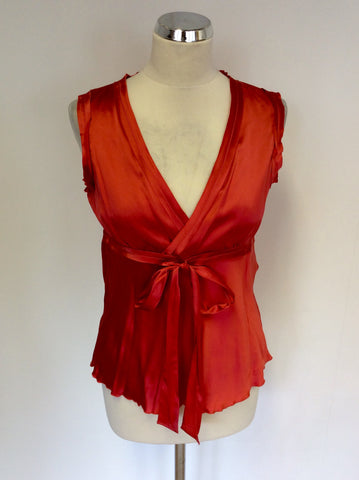 BRAND NEW TARA JARMON CORAL RED SILK TOP SIZE 40 UK 12