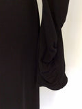 LAURA ASHLEY BLACK LONG SLEEVE WRAP DRESS SIZE 14