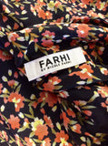 NEW NICOLE FARHI BLACK & ORANGE FLORAL PRINT SILK TOP SIZE 16