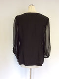 COAST BLACK PLEATED TRIM SILK BLOUSE SIZE 14