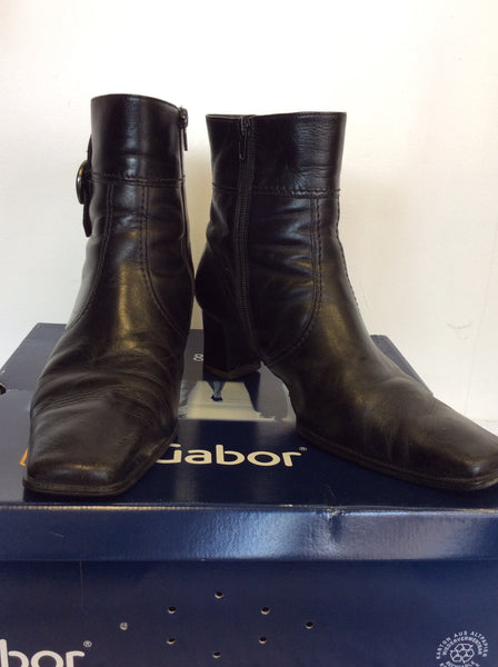 GABOR BLACK LEATHER ANKLE BOOTS SIZE 7/40